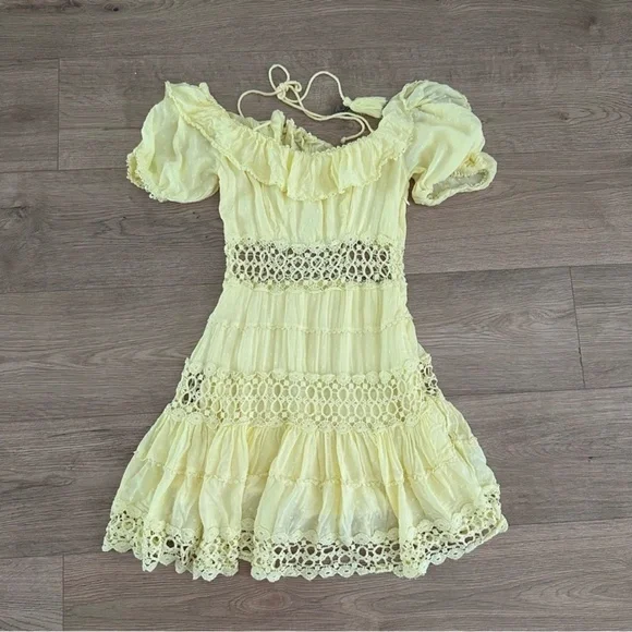 Free People Cruel Intensions Mini‎ Dress Lemon FLAW - Picture 4 of 9